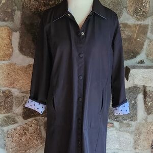 Reversible Black Purple-Black Polka Dot Trench Coat Unbranded Size S/M